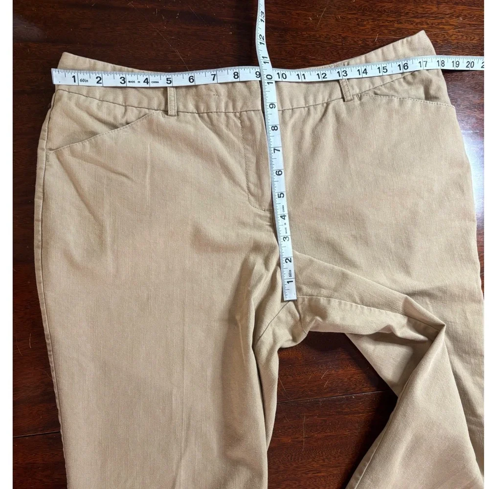 Womens Classic Khaki Tan Cropped Pants Size 14 Cotton Blend Quiet Luxury